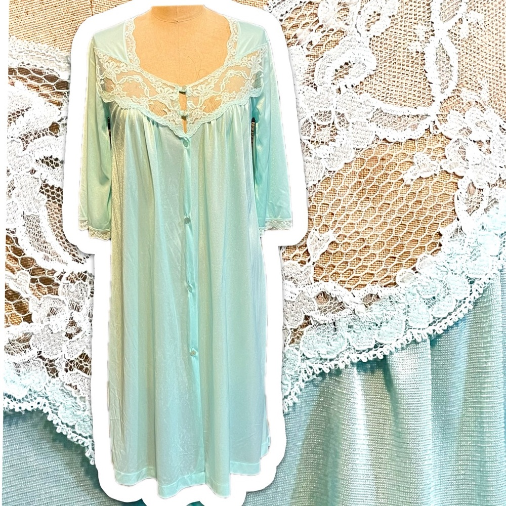VINTAGE JCPenney dressing gown housecoat midi nightgown peignoir lingerie lace